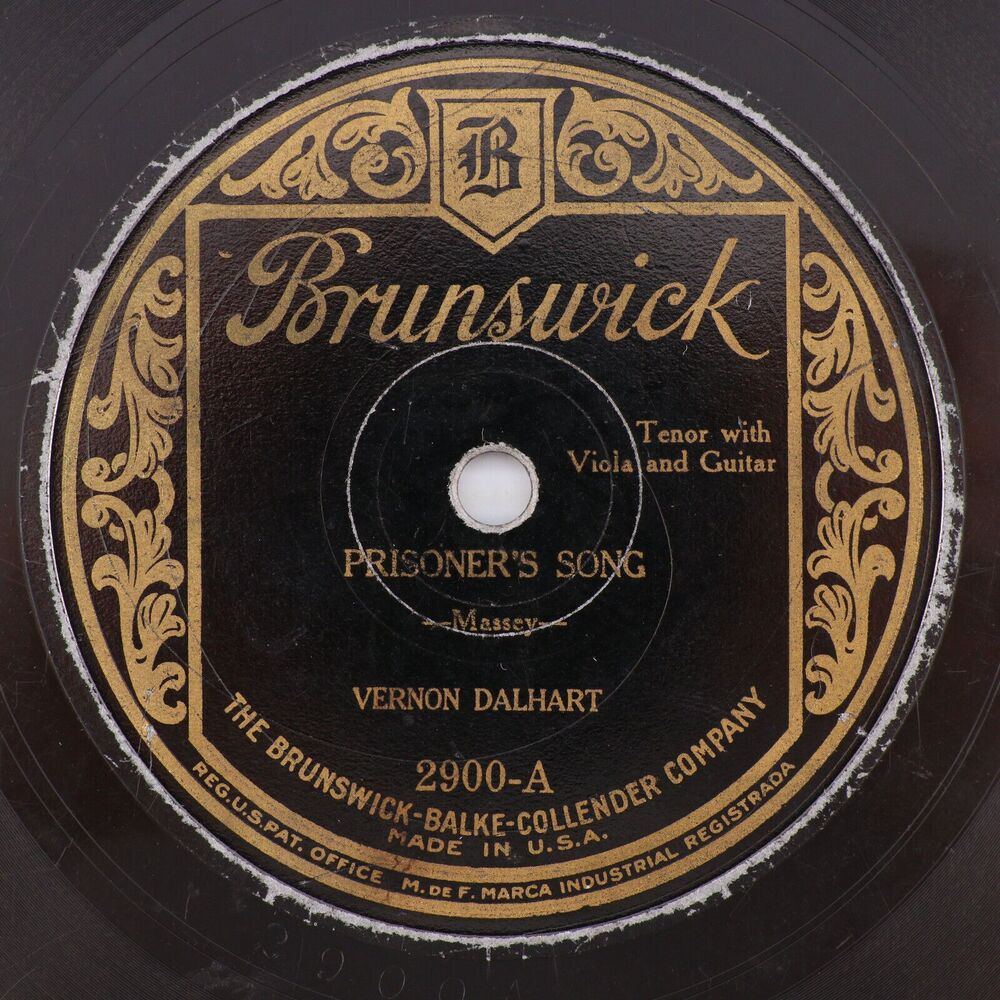 Vernon Dalhart – Prisoners Song/The Letter Edged In Black 1925 78rpm Record 2900